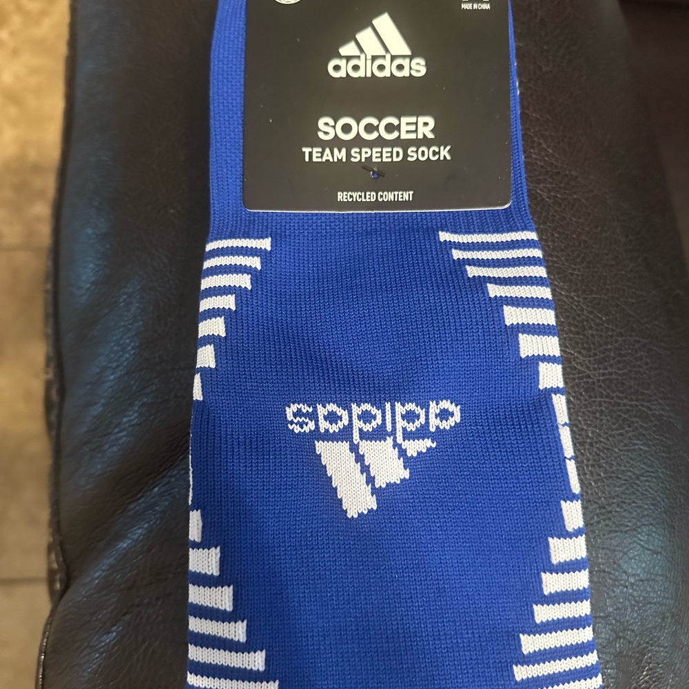 Adidas Royal Blue Athletic Soccer Socks with Stripes